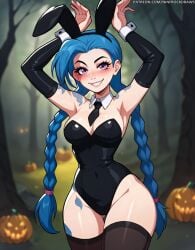 1girls ai_generated ass ass big_ass big_breasts big_butt big_thighs blue_hair breasts breasts_bigger_than_head bunny_ears bunnysuit curvy curvy_body curvy_female female female female_focus female_only hair halloween halloween_theme hourglass_figure huge_breasts huge_thighs human jinx_(league_of_legends) large_breasts league_of_legends lips ninfrock ninfrockdraws pale_skin pale_skinned_female pumpkin riot_games skinny_waist slim_waist solo solo_female solo_focus thick_legs thick_thighs uncensored voluptuous voluptuous_female white_skin white_skinned_female wide_hips