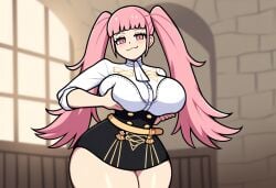 1girls ai_generated fire_emblem fire_emblem:_three_houses grabbing_own_breast hilda_valentine_goneril large_breasts looking_at_viewer novelai solo_female thick_thighs wide_hips