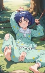 1girls ai_generated akane_tendo angry blue_hair blush brown_eyes clothing cute pijama ranma_1/2 rengoart sexy.ai sexy_pose uncensored