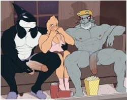 anthro balls bara barazoku beard big_penis blush boner erection facial_hair gang_orca koji_kouda male male_only marine muscles muscular my_hero_academia orca penis sakamata_kuugo seal selkie_(my_hero_academia) sitting spotted_seal tobbyc2