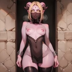 ai_generated choker cute draenei harem_girl harem_outfit ion shackles slave submissive thighhighs veil wrist_cuffs