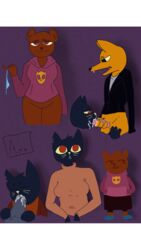 animated anthro asomium bedroom_eyes cum cum_in_mouth cum_inside cum_on_face female gregg_(nitw) half-closed_eyes holding_panties lenny_face mae_borowski male night_in_the_woods oral penis pussy seductive selmers_(nitw) straight swallowing