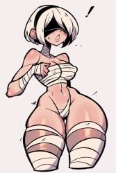 ai_generated bandage blindfold cute mummy nier:_automata saucy_trove tagme yorha_2b