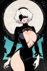 ai_generated cleavage dress nier:_automata saucy_trove tagme yorha_2b