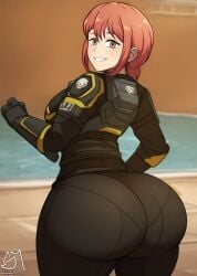 ai_generated arrowhead_game_studios ass big_ass caked_up chainsaw_man dat_ass dat_butt eteeming female_only from_behind helldiver_(helldivers) helldivers_2 makima_(chainsaw_man) motion_lines semidraws smile solo thick_ass thick_thighs thicker_than_a_bowl_of_oatmeal