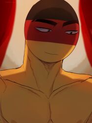 1boy bare_chest countryhumans germany_(countryhumans) green_eyes male_only tagme