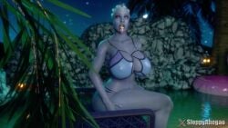 3d ahe_gao animated asari big_breasts big_butt big_thighs bikini blue_skin jiggling jiggling_breasts liara_t&#039;soni mass_effect mp4 outdoors sloppyahegao solo sound sound_effects tagme video