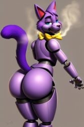 ai_generated animatronic ashley_(nightmare_at_charle's) butt domestic_cat feline fnaf genderswap_(ftm) male male_only nightmare_at_charle's purple_body robot sugar1989