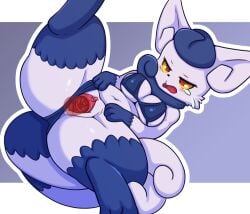 anthro blush breasts clothed clothing duo felid female fur generation_6_pokemon genitals male male/female mammal meowstic nintendo penetration pokemon pokemon_(species) pussy simple_background solo stickdora vaginal_penetration white_body