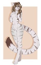 anthro breasts feline female hiddenwolf looking_at_viewer mammal nipples nude pussy solo standing white_tiger wide_hips