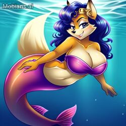 big_breasts carmelita_fox cartoolover mermaid sly_cooper_(series) underwater