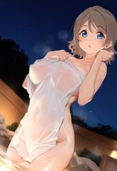 1girls ai_generated ass breasts female love_live! love_live!_sunshine!! onsen spa thighs towel watanabe_you