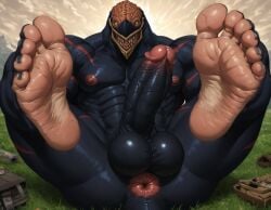 1boy abs ai_generated anus ass ass_focus balls bara big_ass big_balls big_muscles big_nipples big_pecs big_penis black_body booster_rex daddy dilf erect_nipples erection gay huge_balls huge_cock huge_muscles huge_nipples huge_pecs humanoid hunk male male_only monster monstrous_humanoid muscular muscular_humanoid muscular_male my_hero_academia navel nipples nomu nude pecs penis solo