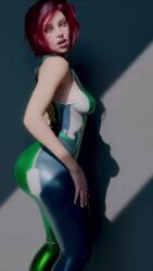 1girls 3d 9:16 animated armpits ass bodysuit breasts dancing green_bodysuit green_eyes large_ass light-skinned_female light_skin looking_at_viewer medium_breasts monna_haddid red_hair short_hair shorter_than_10_seconds solo tagme vertical_video video