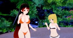 chelsea_(crookedbrook) crookedbrook female_only koikatsu lizzy_(crookedbrook) size_difference swimsuit two_girls