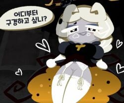 cookie_run cookie_run_ovenbreak functionally_nude_female grey_skin korean_text pussy showing_pussy spider_girl tagme translation truffle_cookie