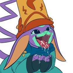 anthro big_ears clothing cum cum_in_mouth cum_inside cum_on_hand feline female gigantic_(game) hat long_tail mammal mozu_(gigantic) open_mouth robe saliva teeth tongue unknown_artist