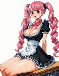 ai_generated alluring black_eyes blush busty female female_focus female_only looking_at_viewer maid maid_dress maid_outfit maid_uniform one_piece open_mouth perona pink_hair ponytails seducing seduction seductive seductive_body seductive_eyes seductive_gaze seductive_look seductive_mouth seductive_pose shiny_hair shiny_skin steamy_breath sweat sweatdrop sweating sweaty sweaty_body twintails voluptuous voluptuous_female yashin