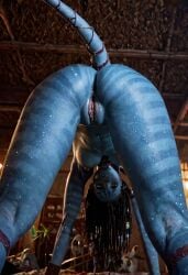 ai_generated alien_girl ass avatar avatar:_the_way_of_water blue_skin breasts doggy_style_position looking_at_viewer na'vi neytiri nude pussy_focus solo_female tail thanosdonginspector