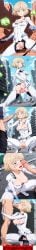 ai_generated anime ass ass_focus ass_grab blonde_hair blowjob breasts breasts_out deepthroat fellatio green_eyes handjob licking licking_penis pussy pussy_juice pussy_juice_drip sex shingekinogirls spread_legs squatting world_trigger