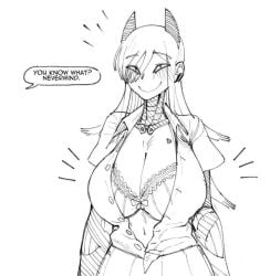 1girls android android_girl big_breasts female female_only greyscale gynoid huge_breasts iria_(minkye) minkye monochrome original_character robot robot_girl smug smug_face thick_thighs voluptuous wide_hips