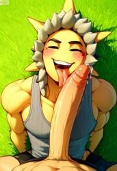 ai_generated biceps big_penis closed_eyes fortnite gay licking_penis looking_at_viewer male male/male male_only muscular muscular_male pecs penis sunspot_(fortnite) toned_body toned_male tongue_out twall97