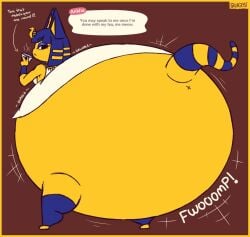 1girls animal_crossing ankha ankha_(animal_crossing) anthro anus ass_expansion feline huge_ass hyper hyper_ass monobutt onomatopoeia partially_clothed skullgeist solo solo_female solo_focus text