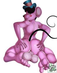 anthro ass balls big_balls big_butt blackbear fur hat male male_only mammal mouse nightonix nude pink_fur rodent