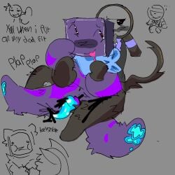 blue_pawpads blushing boxten_(dandy's_world) dandy's_world drooling embarrassed freaky gay_sex looking_at_partner looking_away_from_partner magnifying_glass music_box objects paws plapping purple_fur rizz rodger_(dandy's_world) skibidi tail tentacle_dick tentacle_penis