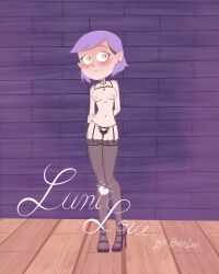 1girls amity_blight amity_blight_(beta) blush disney female female_only light-skinned_female light_skin lingerie long_legs medium_hair purple_hair shoes slender_legs solo the_owl_house thighs