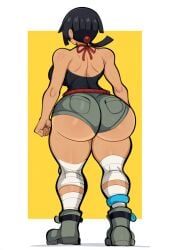 ai_generated dark-skinned_female dark_skin dat_ass female female_focus female_only full_body huge_ass mullon novelai pokemon pokemon_oras shorts solo that_ass_was_fat zinnia_(pokemon)