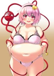 bbw belly_overhang big_belly big_female blush blush bra chubby chubby_female embarrassed fat fat_ass fat_female fat_fetish fat_girl fat_woman fatty hands_on_belly large_female nerizou obese obese_female overweight overweight_female panties pig plump pork_chop satori_komeiji thick_thighs touhou tubby weight_gain