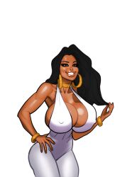 brown_hair brown_skin cleavage cleavage_cutout edit edited hoop_earrings hoop_earrings_oversized huge_breasts john_persons massive_breasts persian_female tan_skin theofficialpit