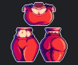 ass belly_button big_breasts dragon_ball dragon_ball_super female female_focus female_only fusion kefla kefla_(dragon_ball) leggings neck neckline pixel_art queen_draos thighs