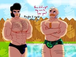 bara bear beard brawl_stars bulge bull_(brawl_stars) daddy flaccid gay male male/male male_only mature mature_male muscle muscles muscular muscular_male nsfw sam_(brawl_stars) sex swimming_pool watermark