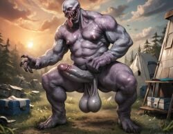 abs ai_generated balls bara big_ass big_balls big_muscles big_nipples big_pecs big_penis booster_rex daddy dilf erection gay huge_balls huge_cock huge_muscles humanoid hunk male male_only monster monstrous_humanoid muscular muscular_humanoid muscular_male navel nipples nude pecs penis purple_body regenerator resident_evil signature solo