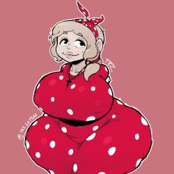 black_eyes digital_drawing_(artwork) digital_media_(artwork) dress gilf grandmother huge_ass huge_breasts huge_thighs milf oc original_character thick thick_ass thick_legs thick_lips thick_thighs white_body white_hair white_skin zivartx