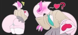 anthro ass big_butt blush clothing femboi_lugia_(lightningfire12) femboy generation_2_pokemon heart_symbol holidays huge_butt legendary_pokemon lightningfire12 lugia male nintendo pokemon pokemon_(species) school_uniform sex tail thick_thighs uniform valentine's_day