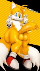 3d 3d_(artwork) ass balls big_ass big_balls erection fat_ass femboy furry huge_cock male penis precum royalcicada sega sonic_(series) tagme tails tails_the_fox twink