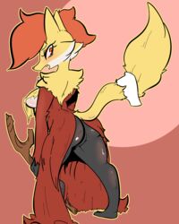 ass badassbaal big_breasts breasts canine delphox female fox fur hi_res inner_ear_fluff mammal nintendo open_mouth pokémon_(species) pokemon pussy raised_tail sideboob simple_background video_games