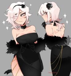 black_dress breasts colette_(brawl_stars) jenna_jorg thick_thighs