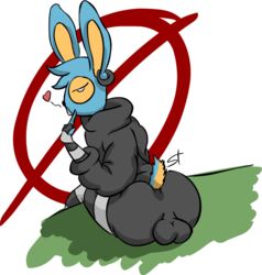 2017 anthro ass backsack balls clothed clothing ear_piercing fingerless_gloves fur girly gloves hair heart invalid_tag kushugurub_(character) lagomorph legwear looking_at_viewer male mammal piercing rabbit simple_background sitting solo standing_tough teeth thick_thighs underwear wide_hips