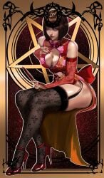 1girls anna_williams ass big_ass big_breasts boob_window cleavage female female_only fishnets heels kittymiya stockings tarot tarot_card tekken tekken_7 tekken_8 thick_thighs