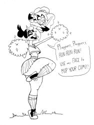 angry angry_face big_ass buckteeth cheerleader dialogue fat_ass female freckles_on_ass gwen_(putricia) inner_thoughts long_socks original_character pom_poms ponytail putricia shoes