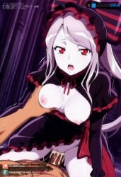 ai_generated cowgirl_position cum cum_inside female grabbing_breast juanpiamvs long_hair medium_breasts open_clothes open_mouth overlord_(maruyama) patreon patreon_username penetration ponytail red_eyes sex shalltear_bloodfallen silver_hair subscribestar subscribestar_username watermark