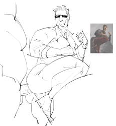 anal anal_sex big_ass big_butt black_and_white bubble_ass bubble_butt gay girldickfan88 johnny_cage johnny_cage_(new_era) male male_only mortal_kombat mortal_kombat_1_(2023) muscular muscular_male netherrealm_studios sunglasses