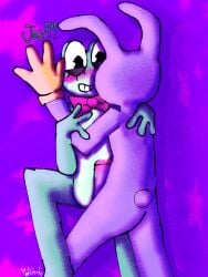 amphibian anthro ass awkward awkward_smile big_penis blush bodily_fluids clothing confusion digital_drawing_(artwork) digital_media_(artwork) duo erection excessive_genital_fluids excessive_precum female frog genital_fluids genitals glitch_productions gloves green_body half_naked handwear humanoid humanoid_genitalia humanoid_penis jax_(tadc) jax_(the_amazing_digital_circus) lagomorph leporid male male/female mammal penis precum purple_background purple_body rabbit ribbit_(tadc) ribbit_(the_amazing_digital_circus) shaded simple_background small_tail smile star tail teeth tension text the_amazing_digital_circus worried yoshreveluv