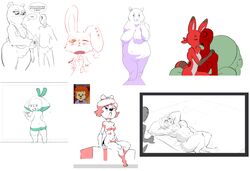 aquamarine_(steven_universe) bear bloody_bunny bloody_bunny_(character) breasts bright_eyes canine cartoon_network furry gem_(species) littlest_pet_shop mammal multi_breast panda partially_colored penny_ling punipuri sketch steven_universe