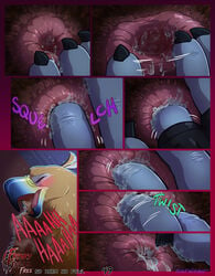 addison_(frisky_ferals) animal_genitalia avian beak bird blush breath brown_feathers claws cloaca closed_eyes comic conditional_dnp dark eagle english_text feathers female fingering frisky_ferals no_harm_no_fowl onomatopoeia open_mouth page_49 penetration pussy_juice sefeiren sound_effects text tongue