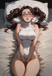 ai_generated bodysuit female glasses long_hair twintails